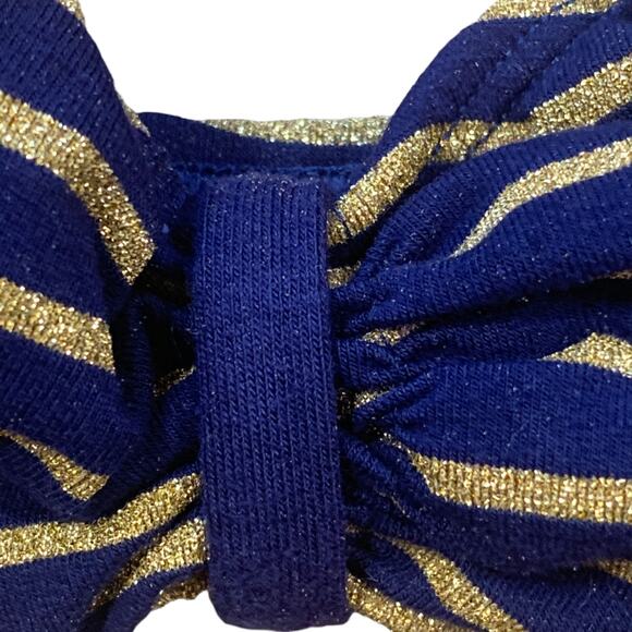 Vintage 80s Nautical Blue Gold Stripe High Waist Swimsuit Playsuit Size 10 USA - Picture 6 of 12